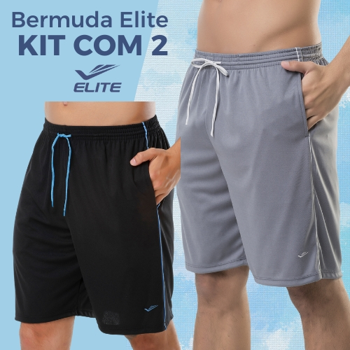 Kit 2 Bermudas Masculina Academia Treino Short Plus Size com Bolso Elite Fitness Esportivo
