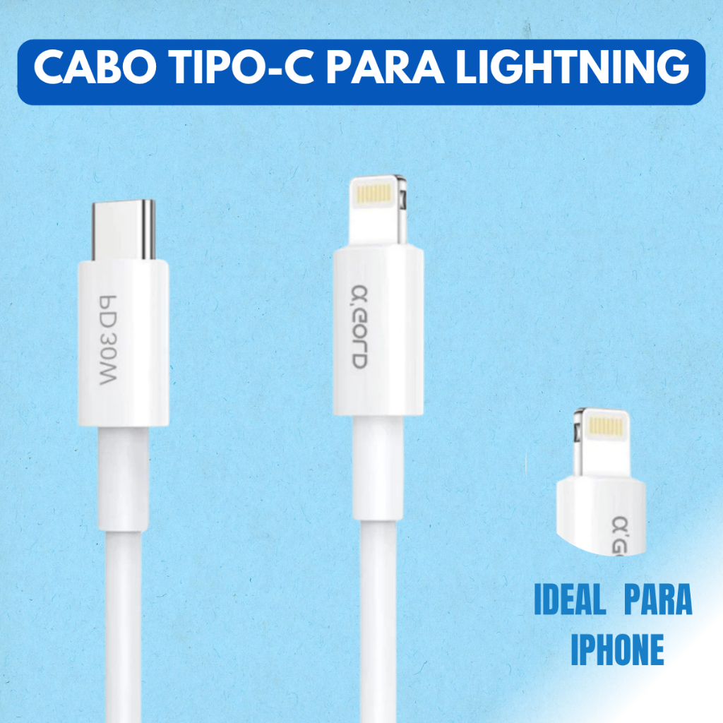 Detalhes do Cabo Tipo c Lightning Iphone 1M Turbo 30W Carregamento Rápido Celular Iphone