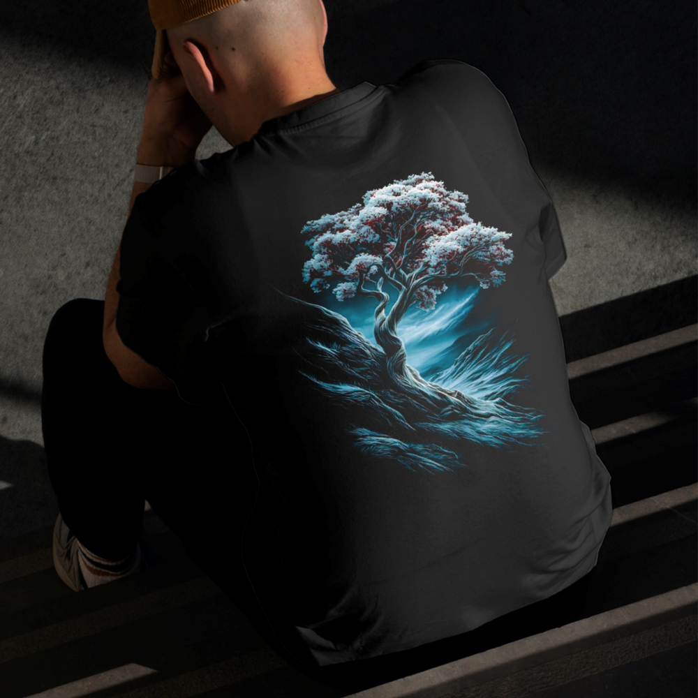 Camiseta Masculina Estampada Árvore Branca 100% Algodão Estilo Conforto Diário Do Tamanho P ao GG