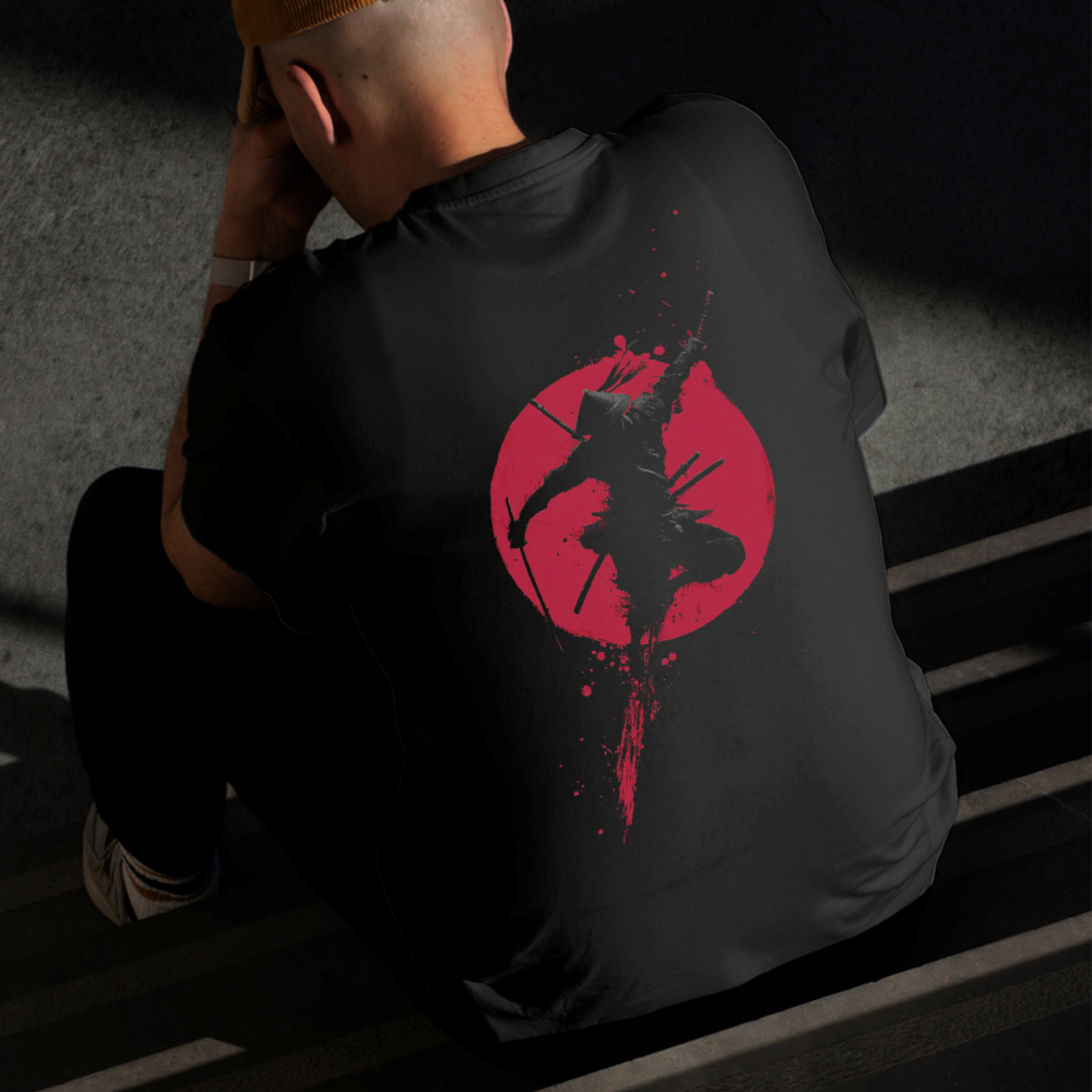 Camiseta Masculina Estampada Samurai Atacando 100% Algodão Estilo Conforto Diário Do Tamanho P ao GG