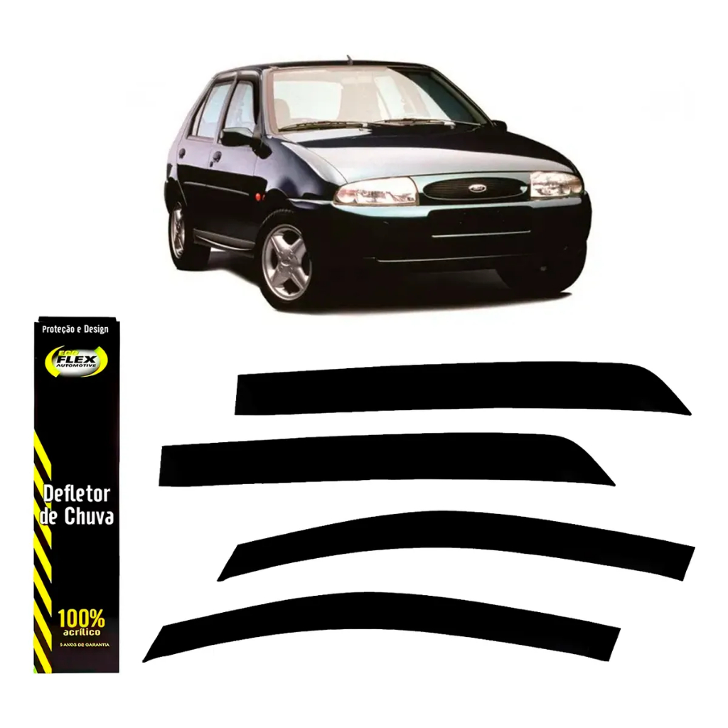 Jogo Calha Chuva Defletor Fiesta Street Hatch 1996 A 2004 4PTS Preto/Fume 10.011A Ecoflex