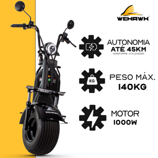 Scooter Elétrica 1000W Wehawk WX-10 NB Free | Bateria de Lítio Até 45km de Autonomia Autopropelido em Oferta na Shopee