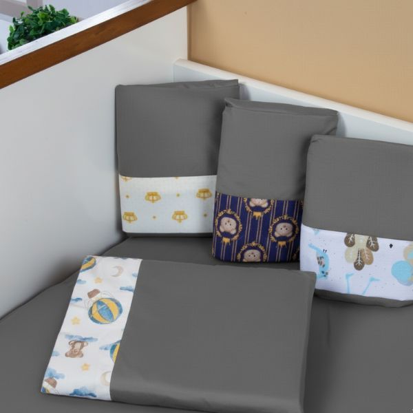 Jogo Lençol Berço Americano 130x70cm 2 Peças Com Elástico + Fronha Microfibra