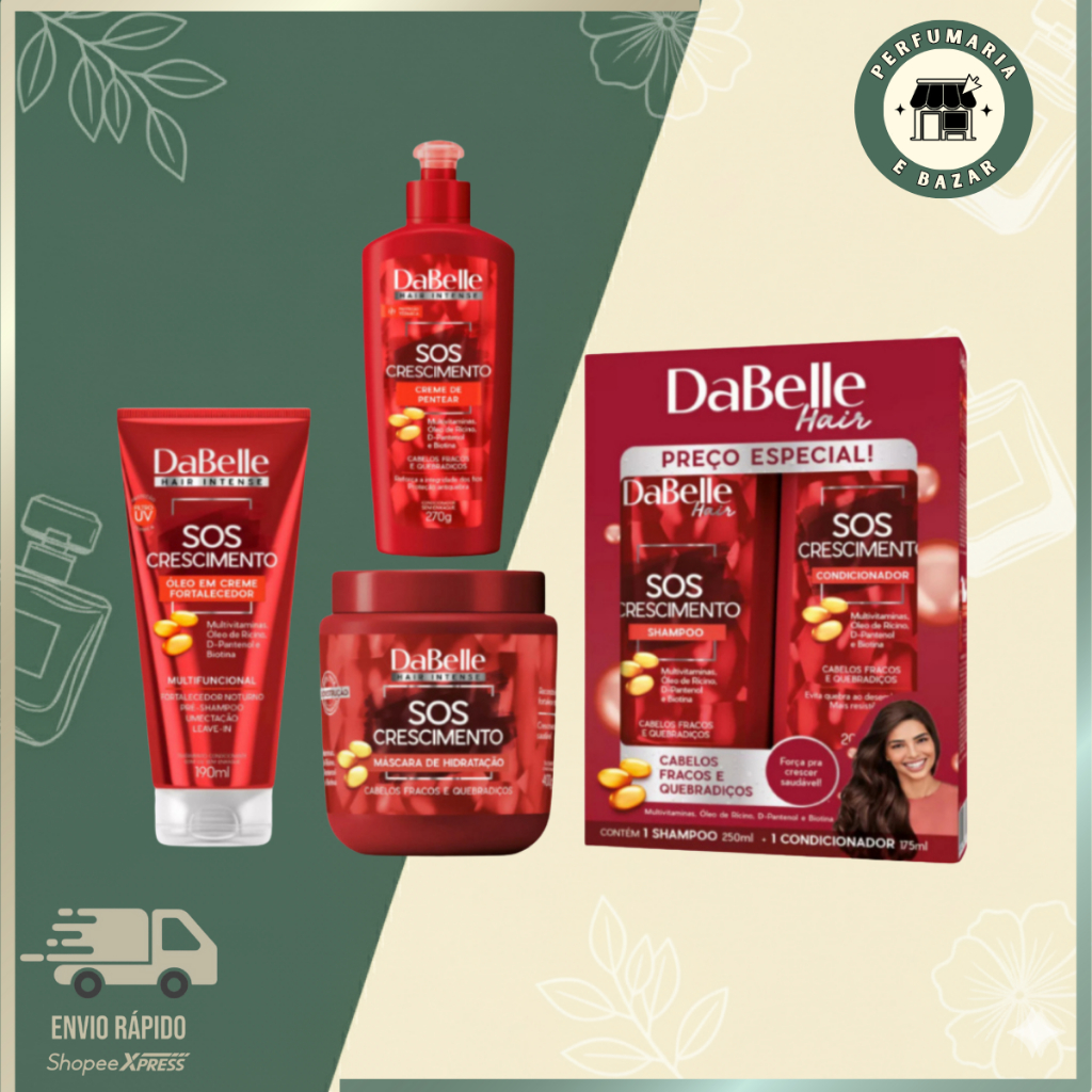 Kit DaBelle SOS Crescimento Com Oleo em Creme ou Creme de Pentear (4 itens)