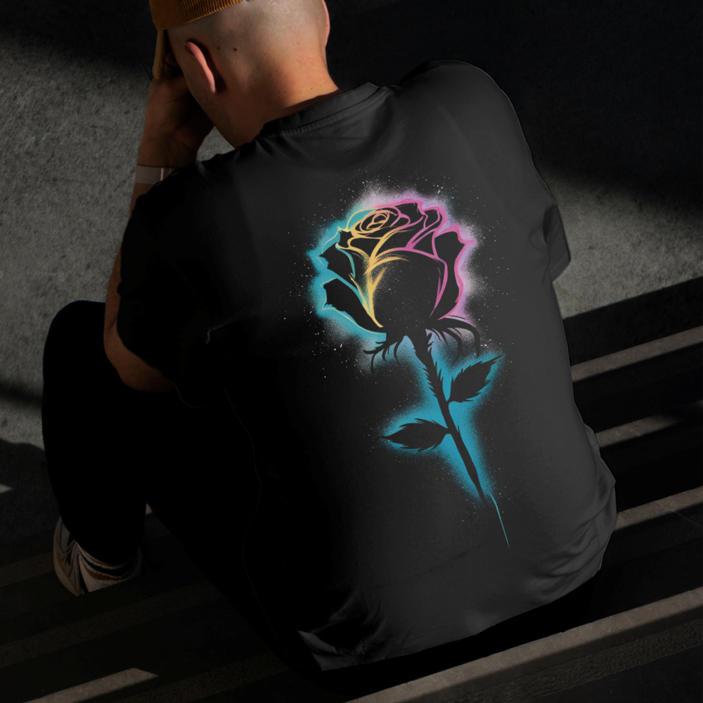 Camiseta Masculina Estampada Rosa Neon 100% Algodão Estilo Conforto Diário Do Tamanho P ao GG