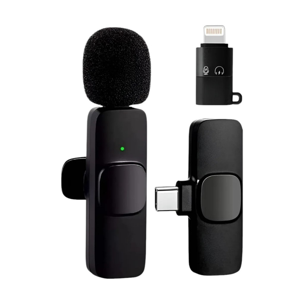 Microfone De Lapela Sem Fio Para Celular Tipo C E Lightning Lightning