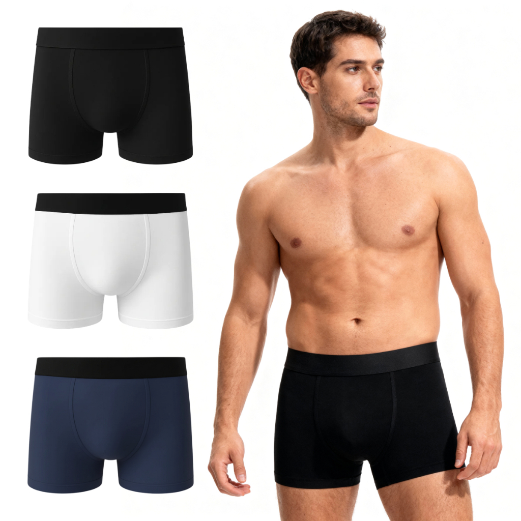 Kit 3 Cuecas Box Boxer Basic Lisa 100% Algodão Masculina Sortido em Oferta na Shopee