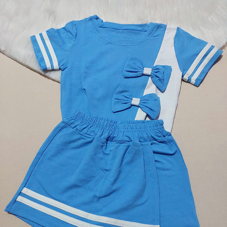 Conjunto Infantil Menina Moletinho com Laço Blusa e Short Verão Moda Infantil Estilosa Confortável