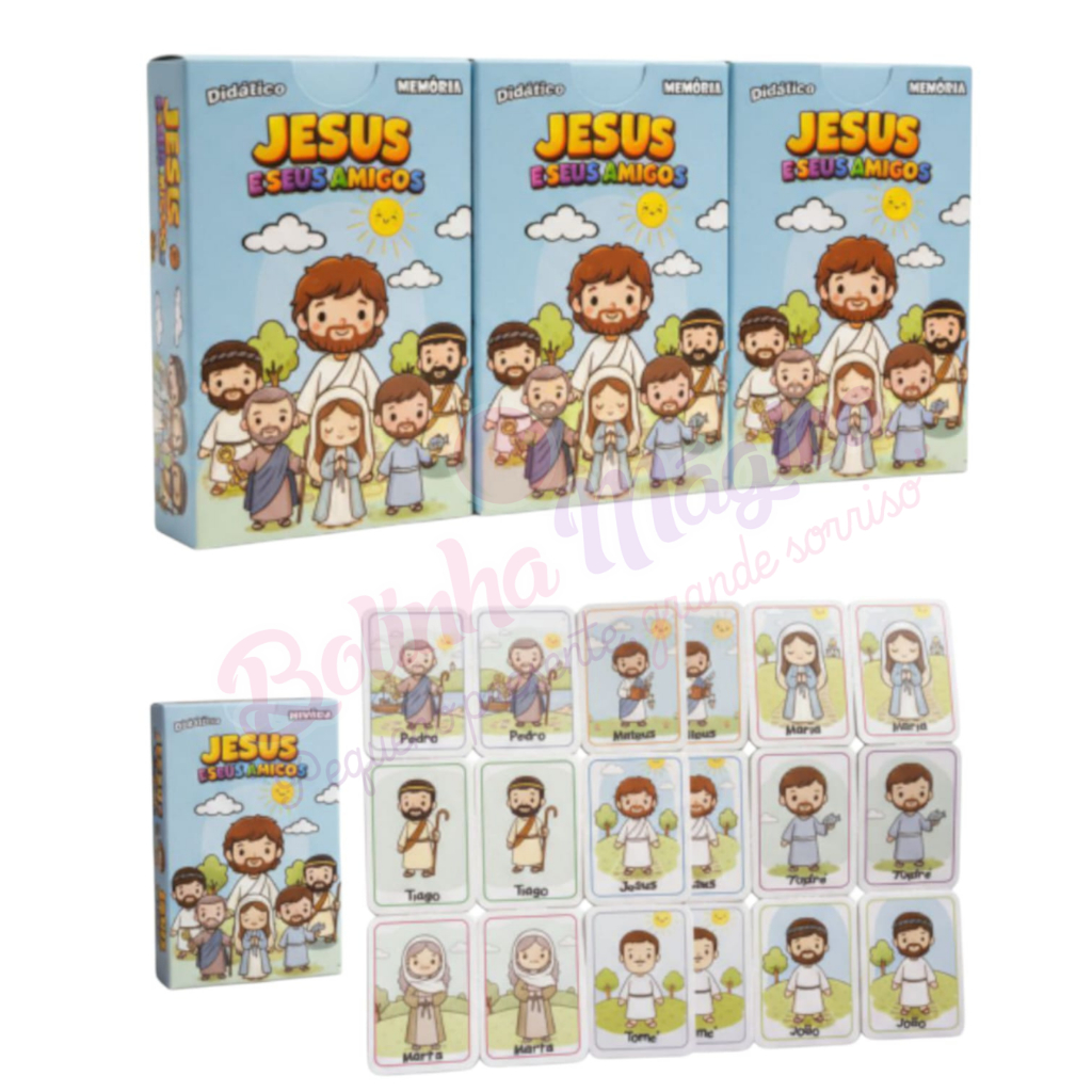 Kit 20 Jogos da Memória Jesus e Seus Amigos Discipulos Apóstolos Festa Igreja Biblico Lembrancinha