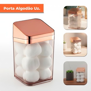 PORTA ALGODÃO SLIM UZ ROSE GOLD – ORGANIZADOR ELEGANTE PARA BANHEIRO E PENTEADEIRA