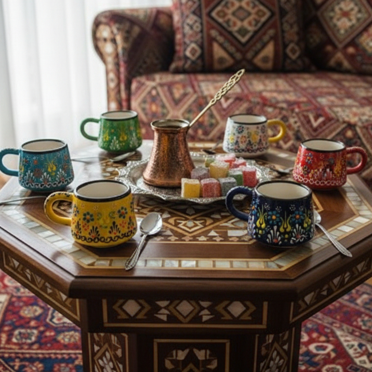 Mini Caneca Turca Artesanal – Cerâmica Pintada à Mão com Design Tradicional