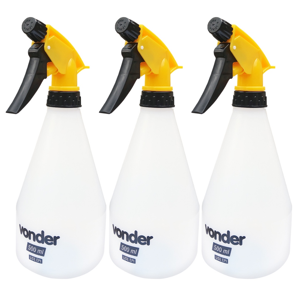 Kit 3 Borrifador Pulverizador Manual Vonder 500ml Jato Regulável Spray Névoa Jardim Agrícola Faxina em Oferta na Shopee