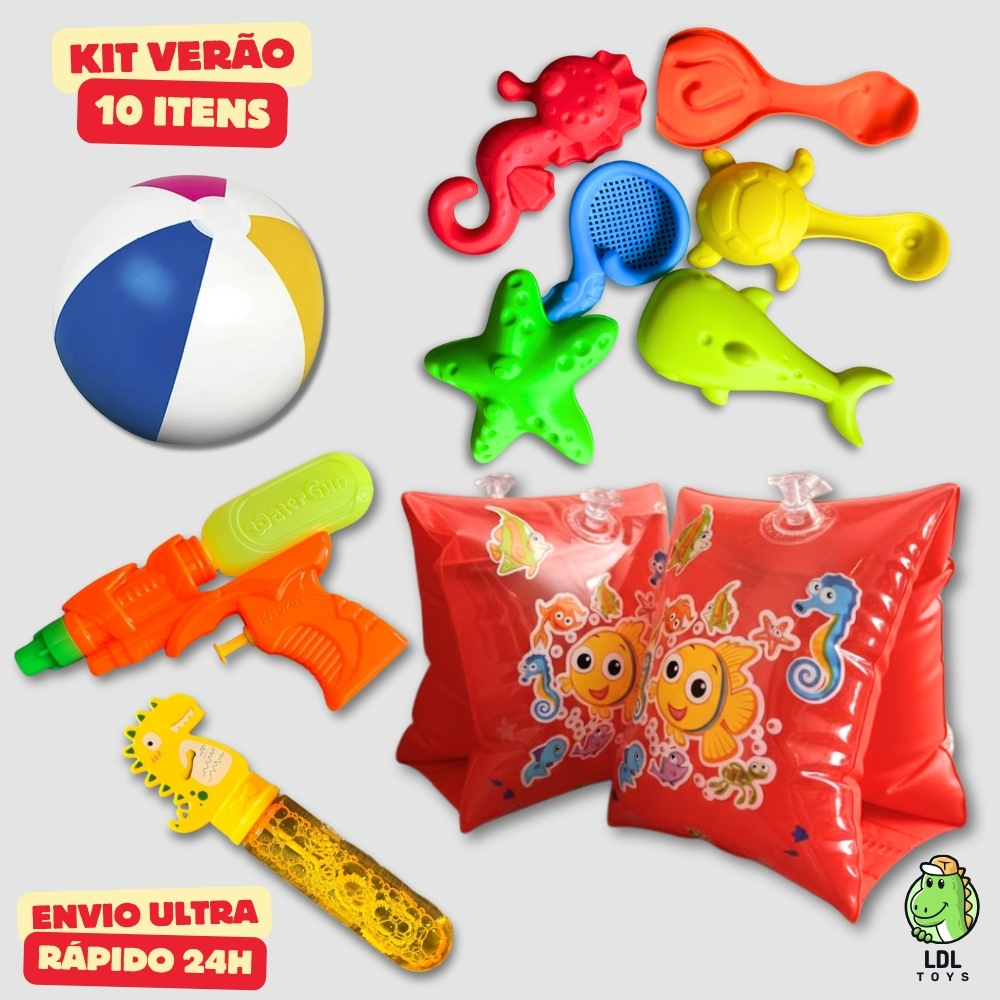 Kit 10 Brinquedos Verão Praia Piscina Boia Bola Areia Forminhas Bolha Sabão Presente Infantil em Oferta na Shopee