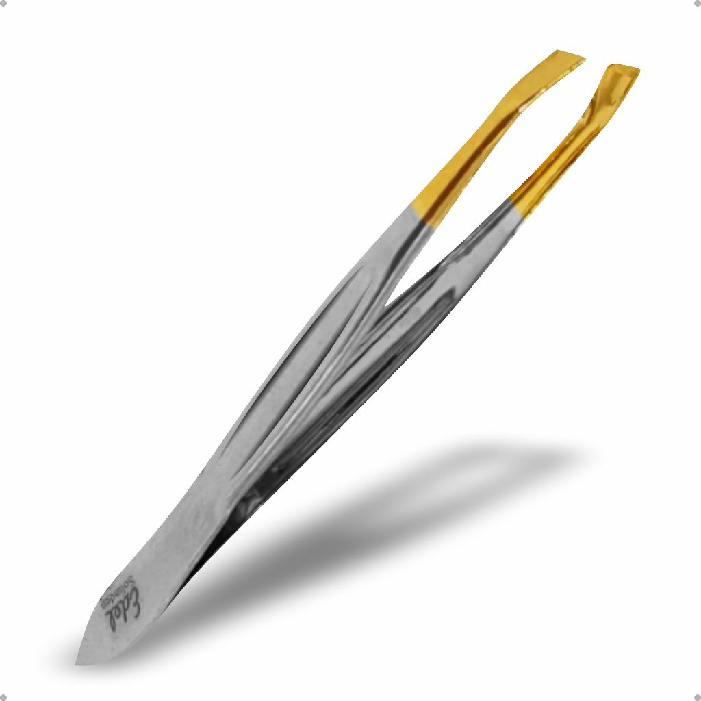 Pinça Para Sobrancelha Depilação Canelada Ponta Oblíqua Inox 9cm Edel Solingen 2311.303 Profissional