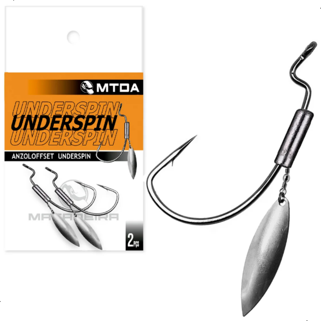 Anzol Offset Underspin C/ Lâmina Giratória Para Isca Soft Matadeira