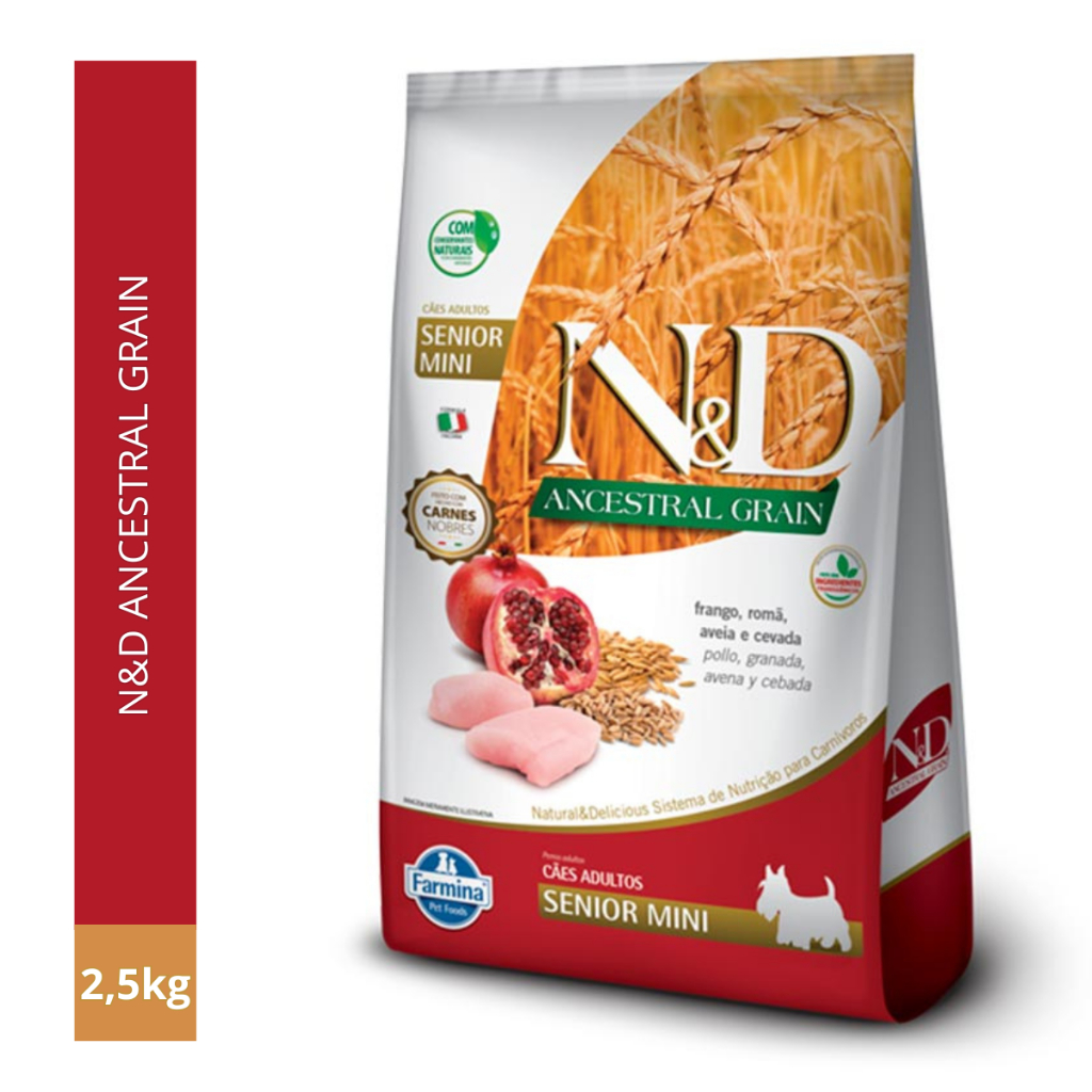Ração N&d Ancestral Cães Sênior Mini Frango 2,5kg