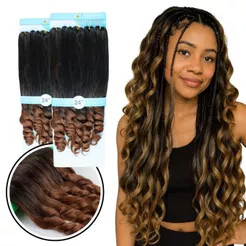 KIT 2 Cabelo Gypsy Boho Curl Fibra Premium Jumbo Alta Performace
