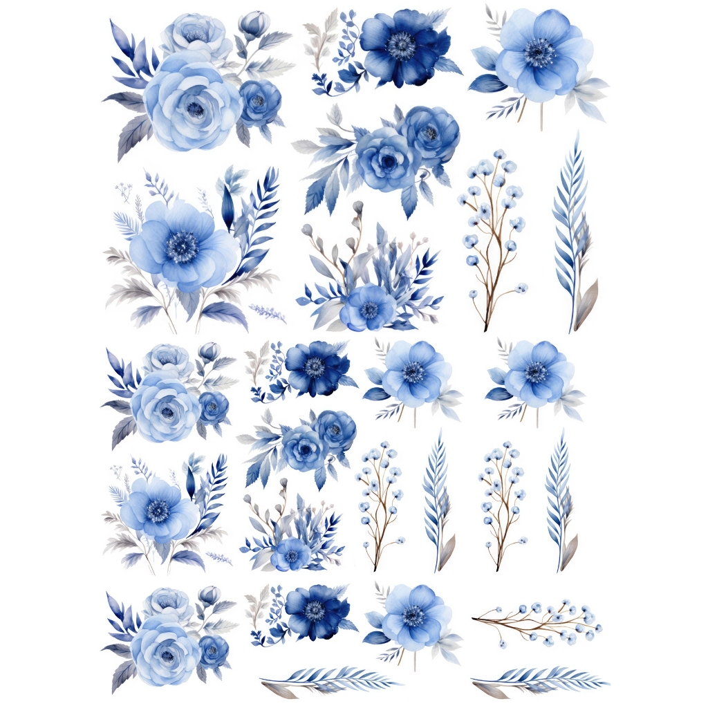 Decalque Porcelana Forno Caseiro - Flores Azuis em Oferta na Shopee