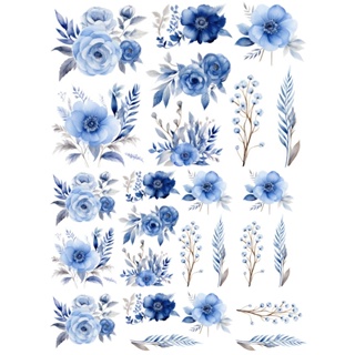 Decalque Porcelana Forno Caseiro - Flores Azuis em Oferta na Shopee