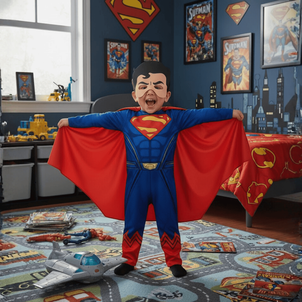 Roupa Fantasia Infantil Superman C/Máscara Eva Festa Dia das Crianças