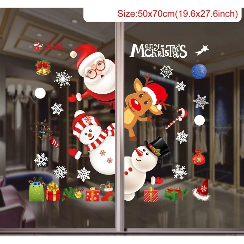 Adesivo Natalino de Janela PVC Decoração de Natal Parede Vidro Enfeite Natal Casa Papai Noel