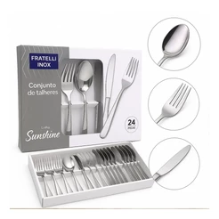 Faqueiro Aço Inox 24 Peças Fratelli Sunshine – Garfo Faca Colher Mesa e Sobremesa Prata