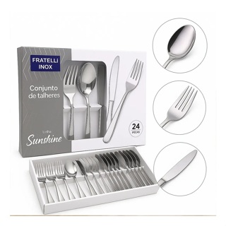 Faqueiro Aço Inox 24 Peças Fratelli Sunshine – Garfo Faca Colher Mesa e Sobremesa Prata em Oferta na Shopee
