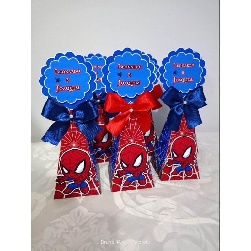 Caixinha Pirâmide Homem - Aranha  Personalizada- lembracinha festa infatil