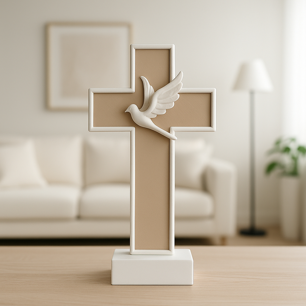 Cruz Decorativa com Pomba do Espírito Santo – Enfeite Religioso Parede ou Mesa | Religiosa, Sagrado, Primeira Comunhão