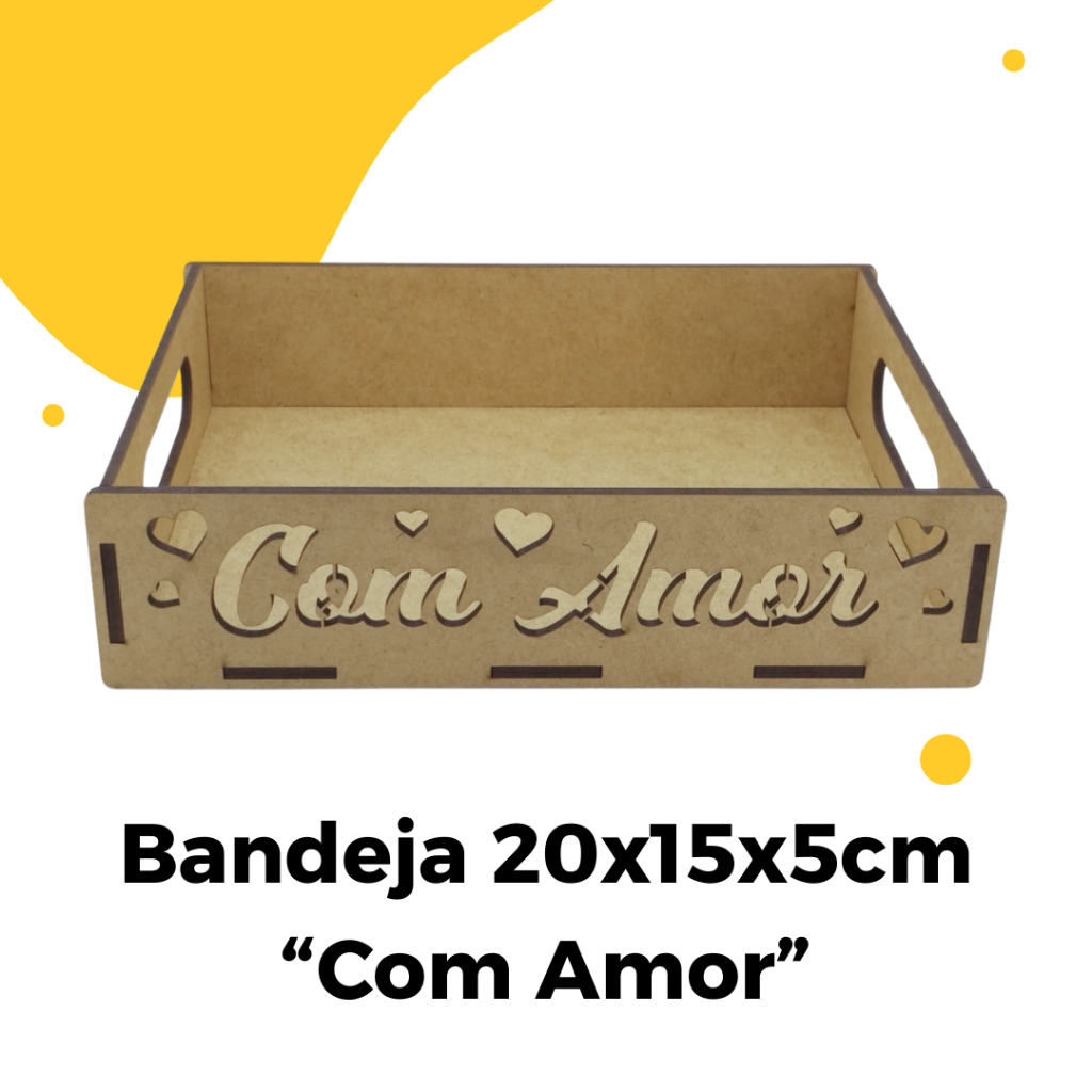 Bandeja MDF Cru 3mm 20x15cm | Artesanato, Pintura, Decoração | Com Amor