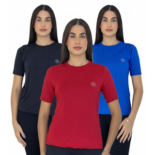 kit Blusa Academia Feminina Dry Fit Camisa Baby Look Proteção UV