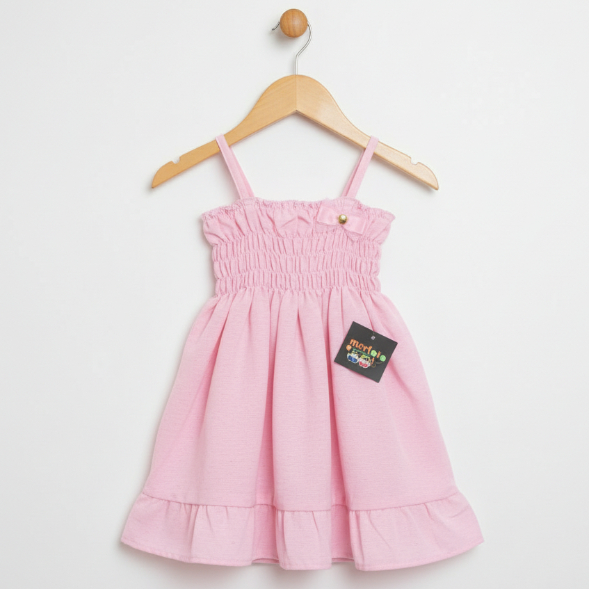Vestido Confortável em Linho com Elástico – Bebês de 6 Meses a 4 Anos em Oferta na Shopee