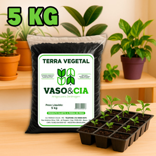 Terra Vegetal Orgânica Adubada 5 kg / 1.8 kg - Vasos Plantas Hortas Jardim Flores - Vaso e Cia em Oferta na Shopee