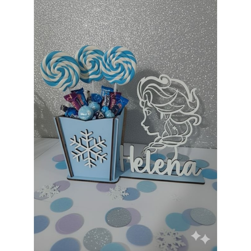 kit Cachepo porta lápis Frozen, centro de mesa festas e lembrancinhas em MDF floco de neve, organizador de escritório? em Oferta na Shopee