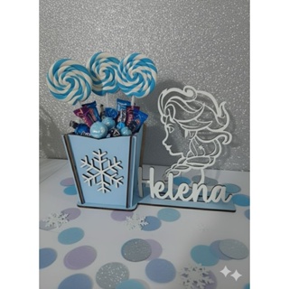 kit Cachepo porta lápis Frozen, centro de mesa festas e lembrancinhas em MDF floco de neve, organizador de escritório? em Oferta na Shopee