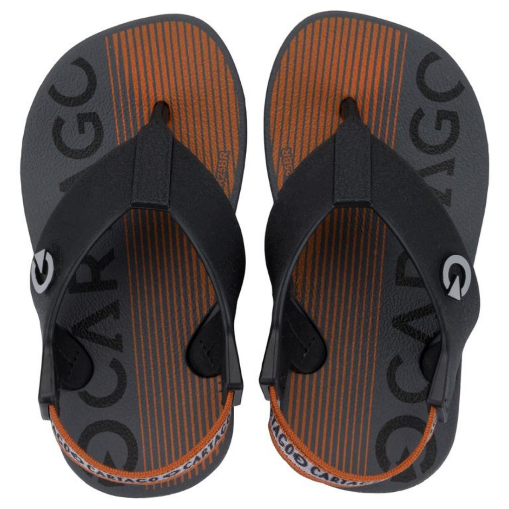 Chinelo Cartago Baby Bebê Menino com Elástico Anatômico Chinelo Infantil de Dedo