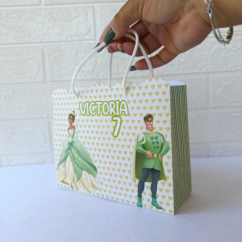 Sacolinhas para Lembrancinha Personalizada Princesa Tiana - Festa Infantil - DESMONTADA