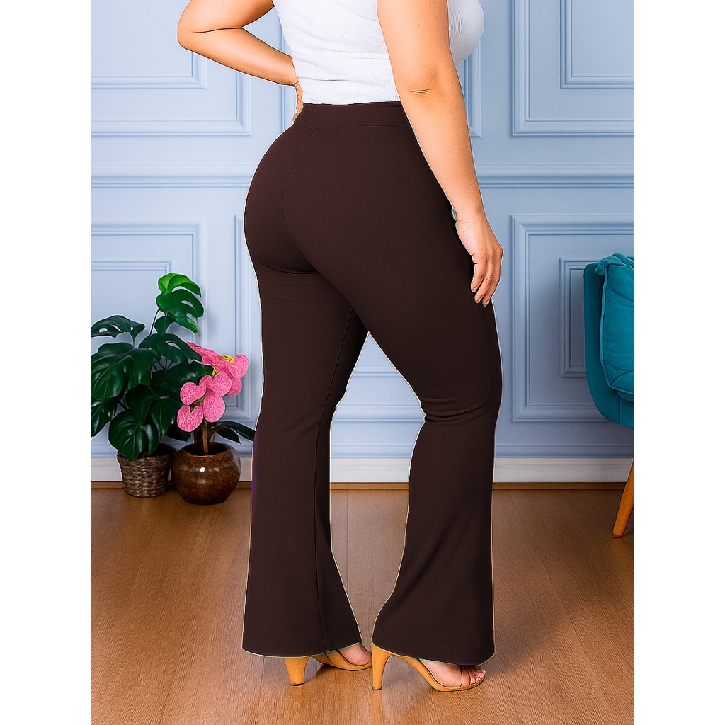 Calça Legging Leg Flare Bailarina Boca De Sino Plus Size em Oferta na Shopee