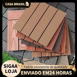 Piso modular de plástico com textura de madeira, adequado para diversos locais. em Oferta na Shopee