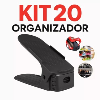 Kit 20 Organizador De Sapatos Saltos e Tênis Com Regulagem de Altura Preto em Oferta na Shopee