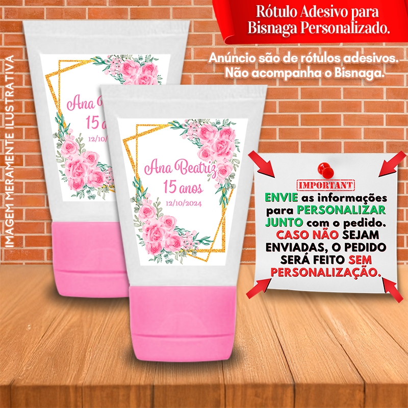 Adesivos para Bisnaga 30ml Personalizadas Floral Rose - Lilás  Lavanda- Rosa - Azul - Marsala - Borboletas - Verde Oliva