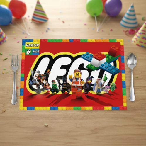 Jogo Americano Personalizado em papel para festa infantil - Lego