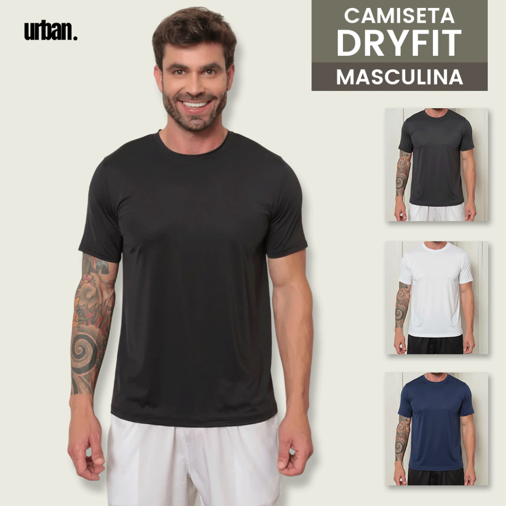 Camiseta Masculina DryFit Poliamida Premium Com Elastano Básica Academia Varias Cores Confortável Moda