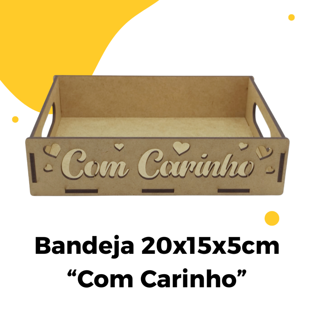 Bandeja MDF Cru 3mm 20x15cm Artesanato Pintura Decoração Com Carinho