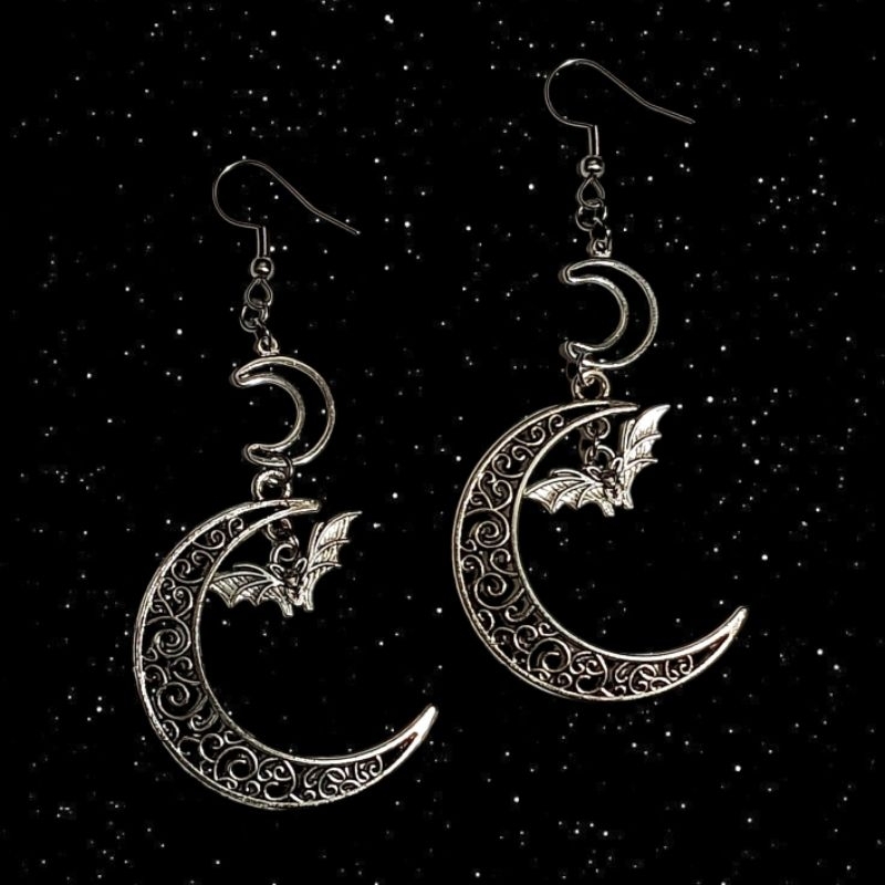Brinco Meia Lua Vários Modelos Brinco Aço Inoxidável Mistico Brinco Gótico Vampiro Vampira Alternativo Black N1