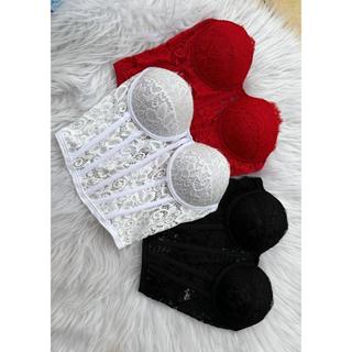 CORSET RENDA-TAMANHO UNICO --M--corset rendado tomara que caia corselet feminino corselet bojo meia taça espartilho