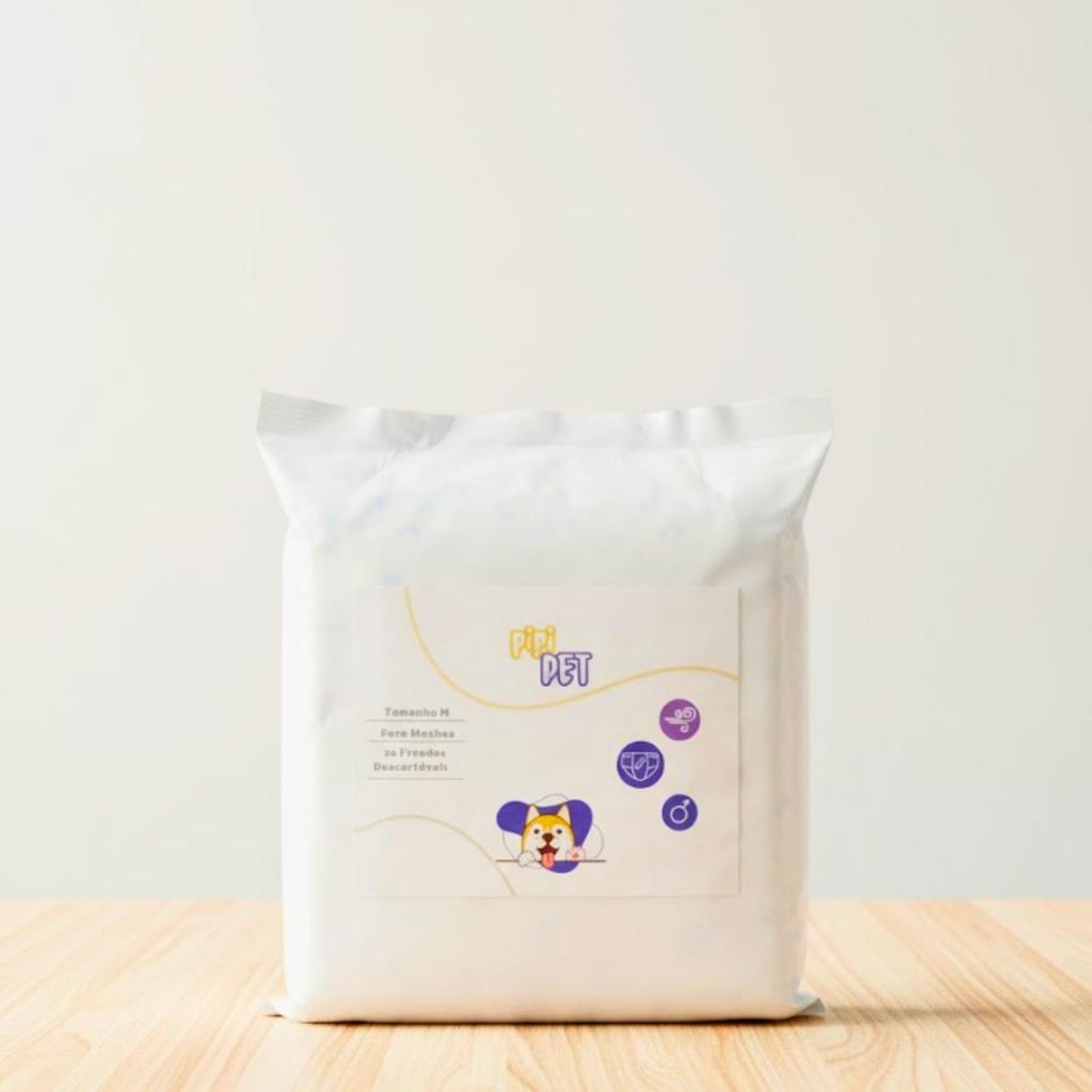 Kit Fralda Higiênica para Cachorro Pipi Pet Descartável Cão Cadela Antivazamento Super Absorção C/ Furo para Cauda