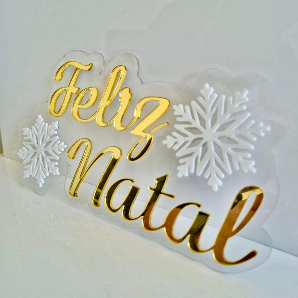 Placa Decoração Festas Feliz Natal Em Acrílico Espelhado