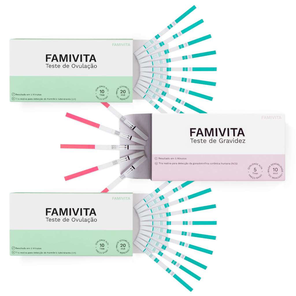 Kit 20 Testes de Ovulação + 5 Testes de Gravidez Famivita