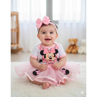 Body mesversário bebê Menina - Minnie Rosa em Oferta na Shopee